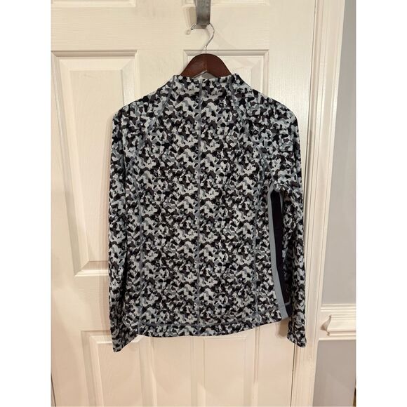 T by Talbots Mint Gray & Black Camo Quarter Zip Fitted Pullover sz MP NWOT - Picture 6 of 7